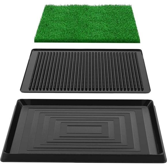 Dog Potty Grass Pad - Puppy Potty Training Artificial Grass Mats with Tray - Picture 3 of 6